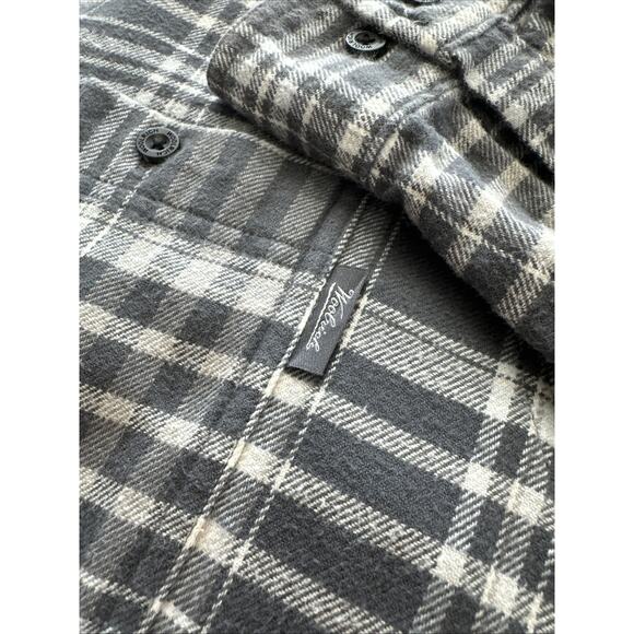 Woolrich Shirt Mens XL Gray White Plaid Flannel Trout Run Button Up Work Thick - Picture 6 of 8